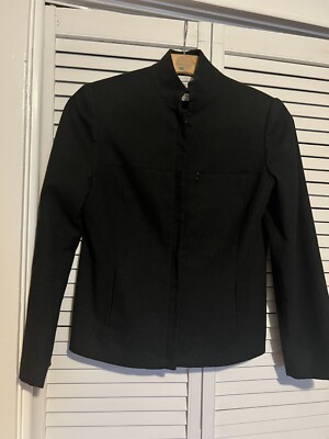 NINE & COMPANY Women s Size 8 Jacket Coat Gray Full Zip Flannel Pockets Stretch