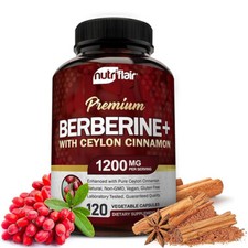 Berberine HCL Premium Extract Ceylon Cinnamon Antioxidant 1200mg 120 Capsules