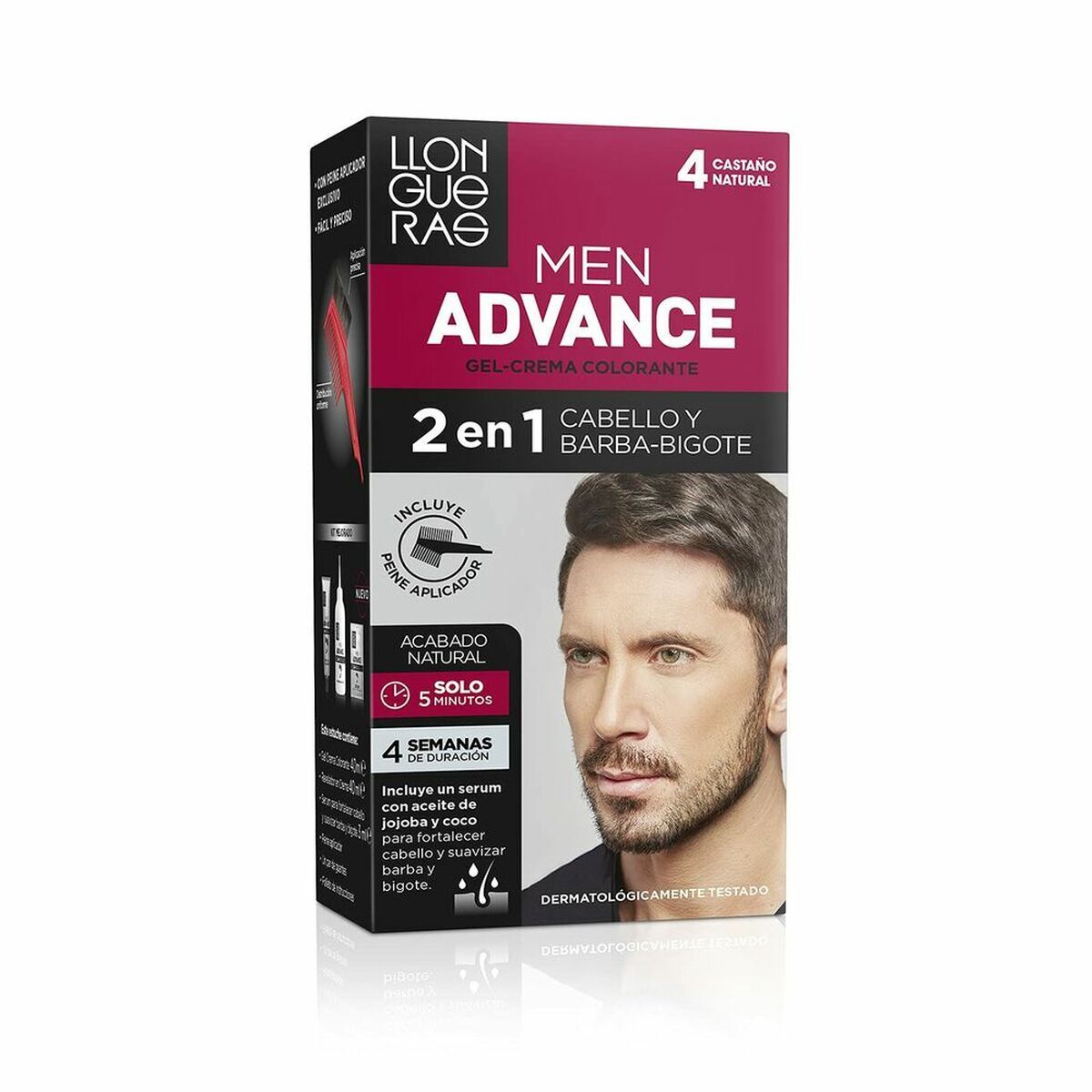 Crema Colorante Llongueras Men Advance Semipermanente 4 - Castano Cenere [4 p