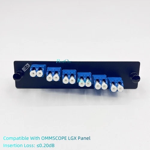 LGX Fiber Optic Panel 12 Port 6 LC Duplex Adapter OS2 Compatible OMMSCOPE EK5807
