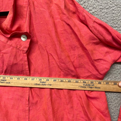 Bryn Walker Greta Jacket Womens M Coral Linen Lagenlook Coastal Made In USA - Picture 7 of 12
