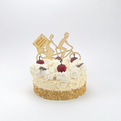 Tortenstecker Tandem für Torte, Mit Gravur, Personalisiert, Geschenk aus Holz