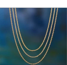 Genuine 18K Gold Filled 1.7mm Rope Chain Necklace 16" 18" 20" 22" 24" 26" 28-32"
