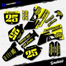 Black Yellow Smokin Graphics Kit fits Yamaha Yz125 Yz250 00-01 Plates YZ 125 250