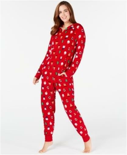 Macy's Family Pajamas Womens XL Santa and Friends Hooded One Piece
