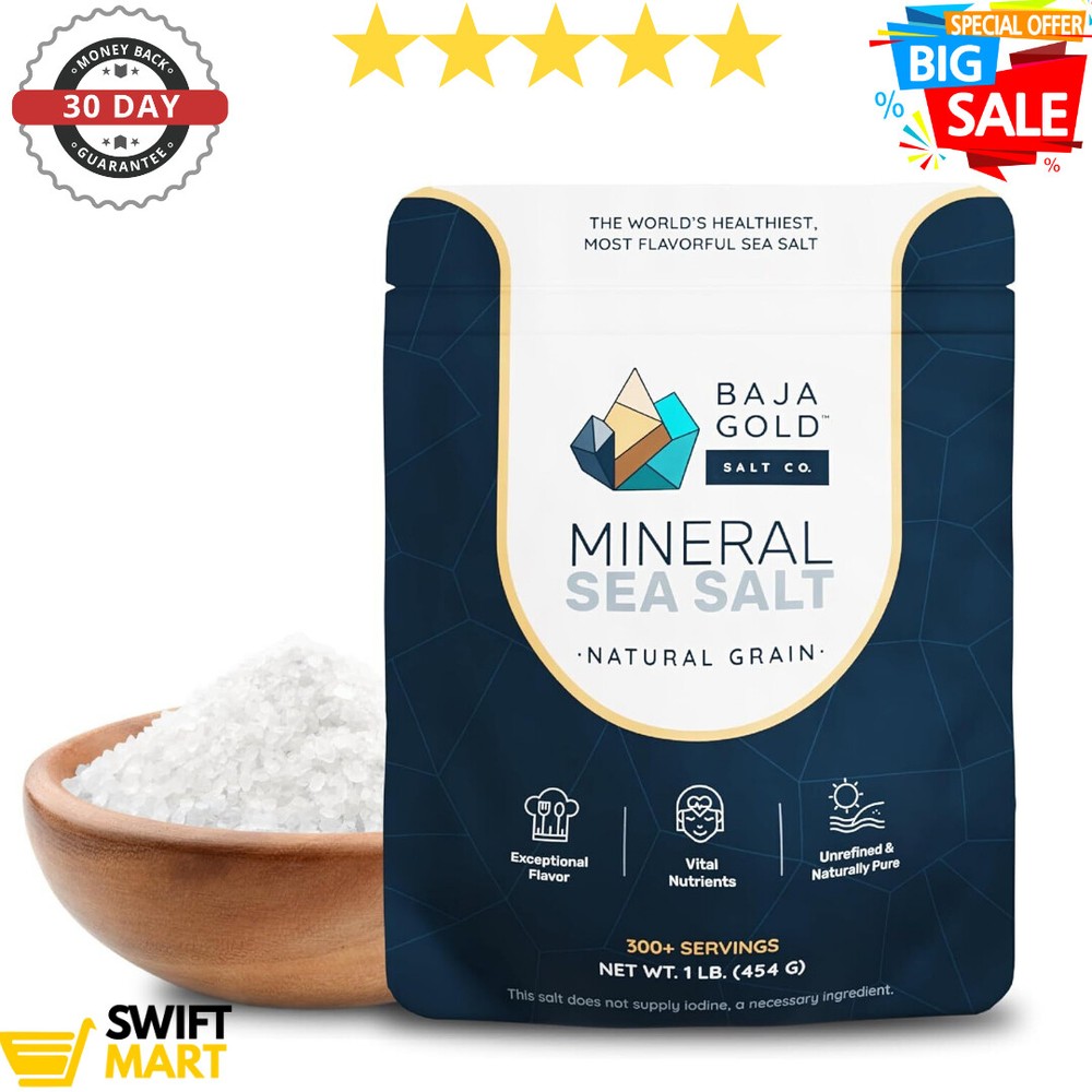 Baja Gold Mineral Sea Salt Natural Grain Crystals 1 Lb. Bag