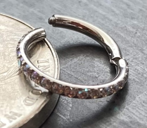 1pc Hinged Segment Ring CNC Set CZ Gems Hoop Helix Daith 316L Surgical Steel - Picture 9 of 35