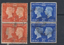 1940 GVI 2d & 21/2d PAIRS USED SG482 & 483