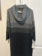 Sandra Darrin Black & White Snug Fit Sweater Dress. BMWT Size Large. NICE!