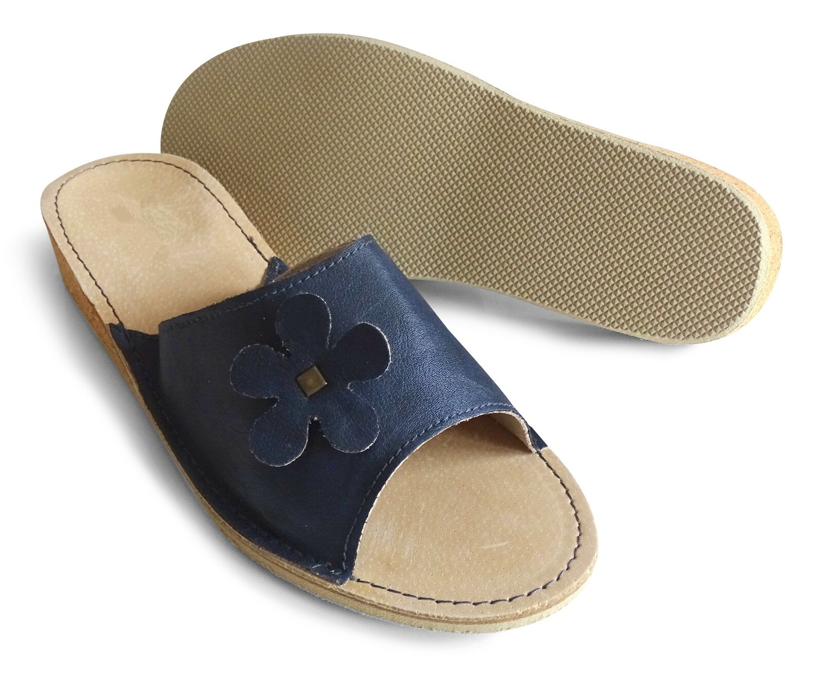 Damen Pantoffeln Aus Echtleder – Mit Memory Foam Einlage & Ledersohle, Pusteblumen-Stickerei