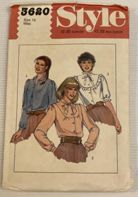 Style 3620 Vintage 80s Sewing Pattern Size: 16 - Blouses with Shaped ...