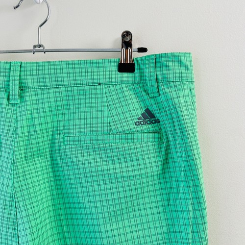 Adidas Golf Pants Mint Green Grey Check Plaid M Bermuda Cargo Shorts - Picture 10 of 15