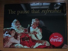 Boże Narodzenie z Coca Colą, 2 tabliczki reklamowe blaszane, 30x21 cm