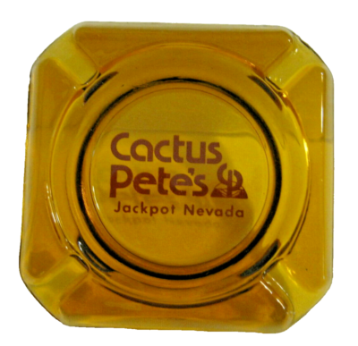 Cactus Pete's Casino Jackpot NV Amber Glass 3.5" Square Ashtray Casino Logo  | eBay