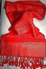 Ladies Red Tone on Tone Paisley Scarf Breast Cancer Awareness S2