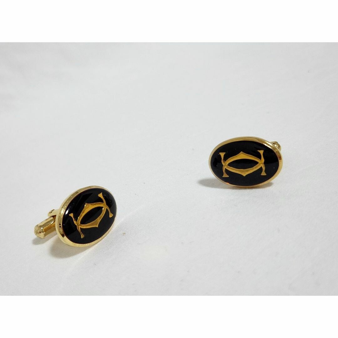 Cartier Old Classic 2C Logo Emblem Oval Vintage Cufflinks Button