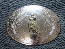 WESTERN BUCKING BRONCO COWBOY COWGIRL BELT BUCKLE VINTAGE RARE 1970s USA 