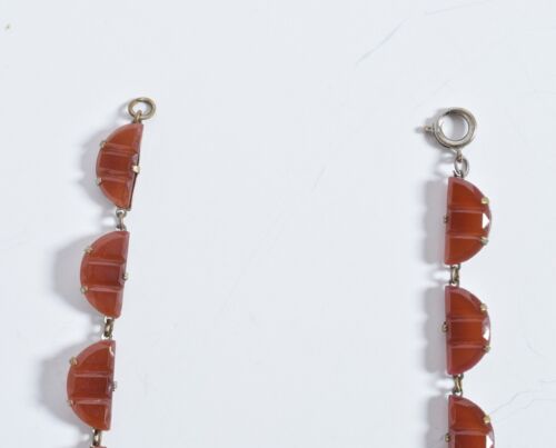 Vintage Czech Molded Glass Necklace Art Deco Bohemian. Signed CZECHOSLOVAKIA. - Picture 2 of 12
