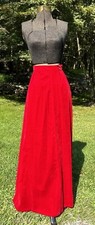 Vintage 1960's Red Velvet Maxi Skirt Full Length Evening Formal Christmas Party