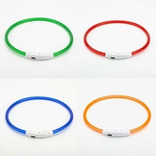 LED Dog Collar (One Size Fits All) USB Rechargeable Light Up Dog Night Safety
