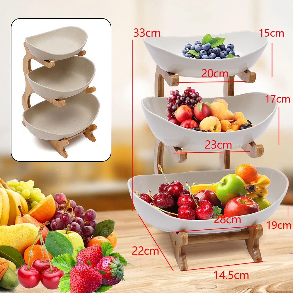 Fruit Tray Storage Rack 3 Layers Vegetables Snacks Stand Kitchen