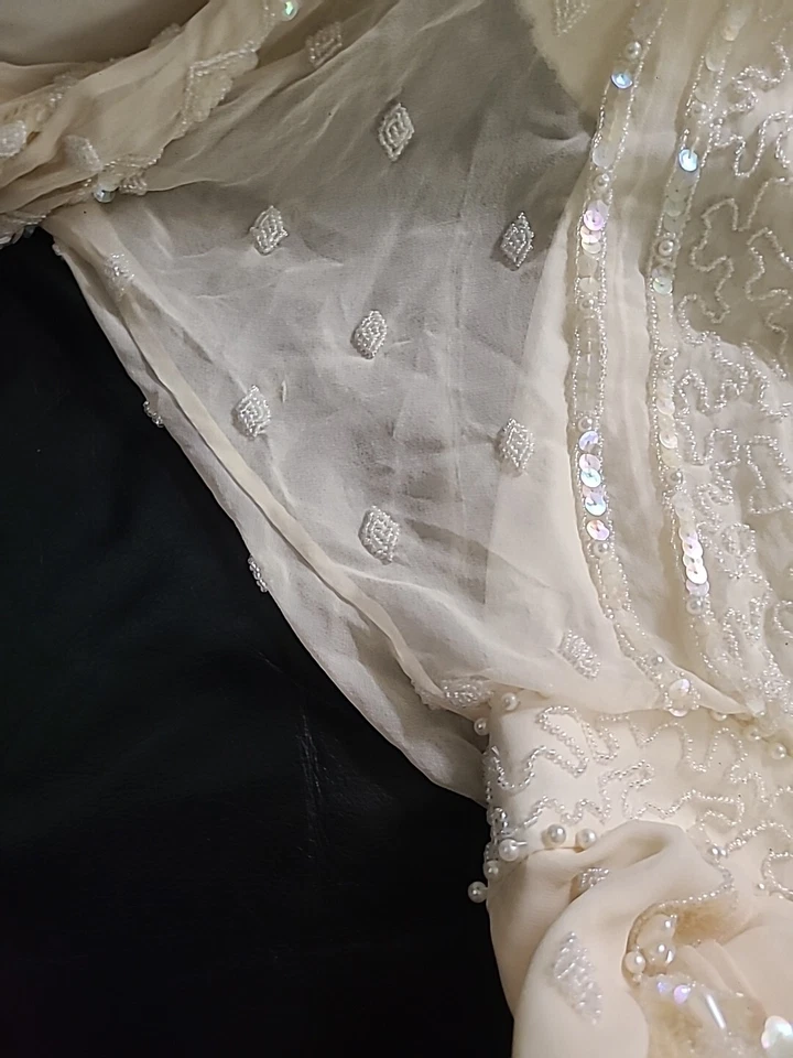 Vestido de baile de boda vintage eduardiano de seda Oleg Cassini  Foto 4 de 4