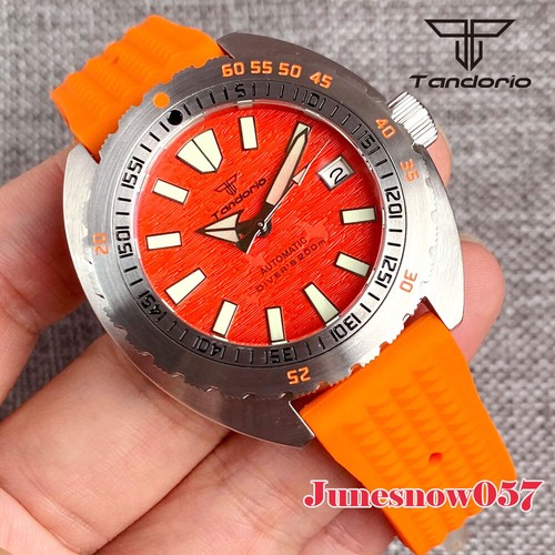 200m Waterproof Tandorio Orange Watch Auto NH35A 120 Click Bow Sapphire Crystal - Picture 3 of 11