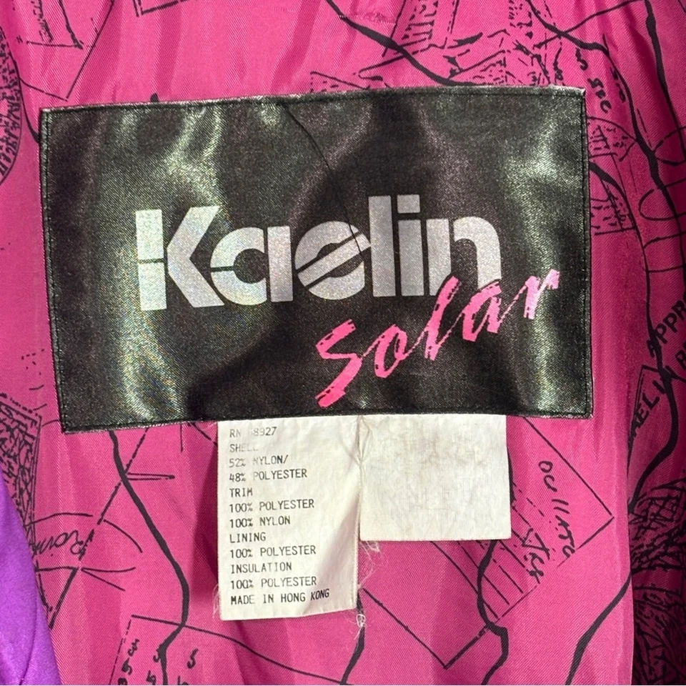 Vintage 80s Kaelin Solar One Piece Ski Suit Women’s M Metallic Belted Hong Kong - Image 4 of 4