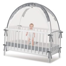 Crib Tent - Crib Net to Keep Baby in, Stop Baby from Climbing Out of Large Gray