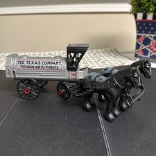 1991 ERTL Texaco Horse and Tanker Wagon Diecast coin bank Vintage Gray W/ Key