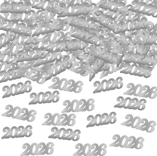KatchOn, Silver 2026 New Years Confetti - Pack Of 500 | 1x 0.4 inch, 