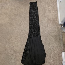 Fashion Nova Sequin Mermaid Prom Dress Strapless Train Women's XS Black See Desc