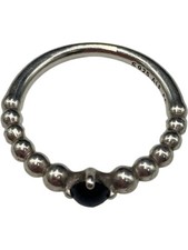 Pandora 925 Sterling Silver Beaded Ring Black Stone Size K 1 MPT001