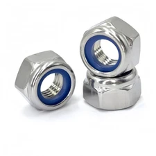 10Pcs M12 x 1.5mm Nylon Insert Hex Lock Nuts, 304 Stainless Steel Locknuts,Si...