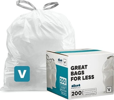 Plasticplace Custom Fit Trash Bags Compatible with simplehuman Code V, 200 Count