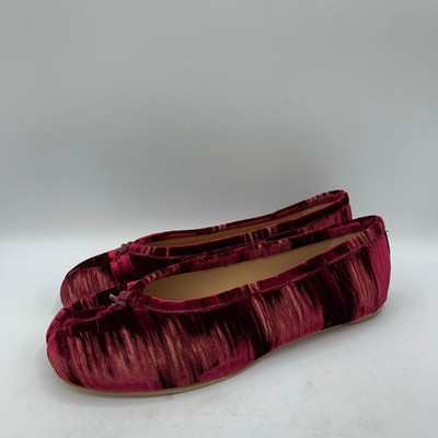 Maison Margiela Tabi Ballerina Flats Womens Size 40 Cordovan Red Velvet Shoes