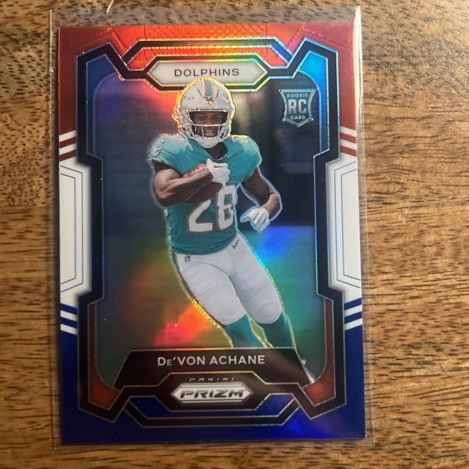 2023 Panini Prizm Devon Achane Red White & Blue Rookie #365 Miami Dolphins RC