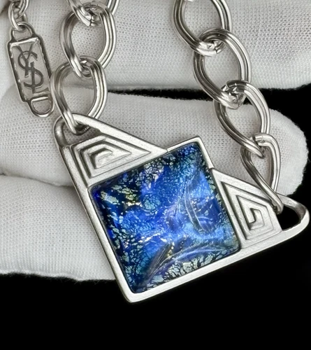 SAINT LAURENT (YSL) Collana Yves Saint Laurent YSL by Robert Goossens maglia catena vetro dicroico 15"