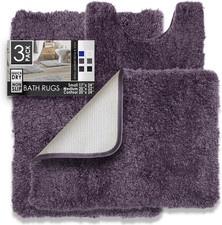 Bathroom Rugs Sets 3 Piece, Shaggy Plush Bath Mat - Non-Slip, Machine Washable B