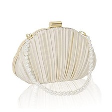 Clutch Purses for Women Shell Shape Evening Clutch Formal Pleated Apricot 521