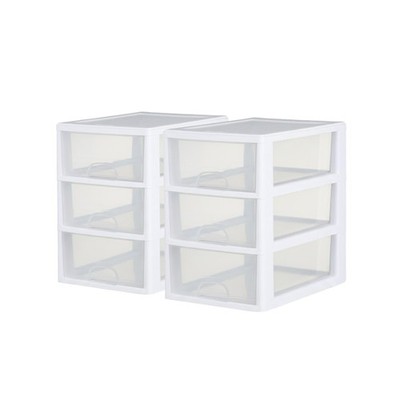 Sterilite 6Qt Stacking Storage Drawer, Plastic Home Organizer Bin, Clear, 6 Pack