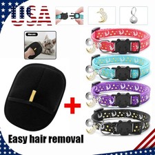 Star Moon Dog Collar Pet Cat Puppy Nylon Collar with Bell Neck Adjustable NEW