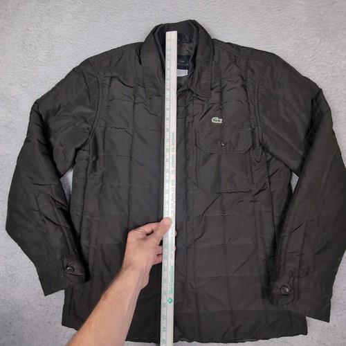 Lacoste Quilted Puffer Jacket Mens 50 Black Collared Button Snap - Picture 12 of 13