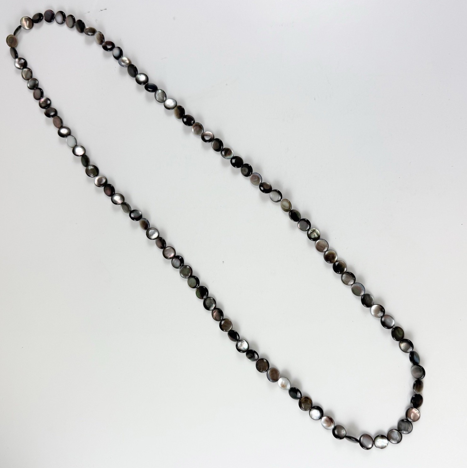 Long Statement Necklace Dark Gray Multi Beaded La… - image 3