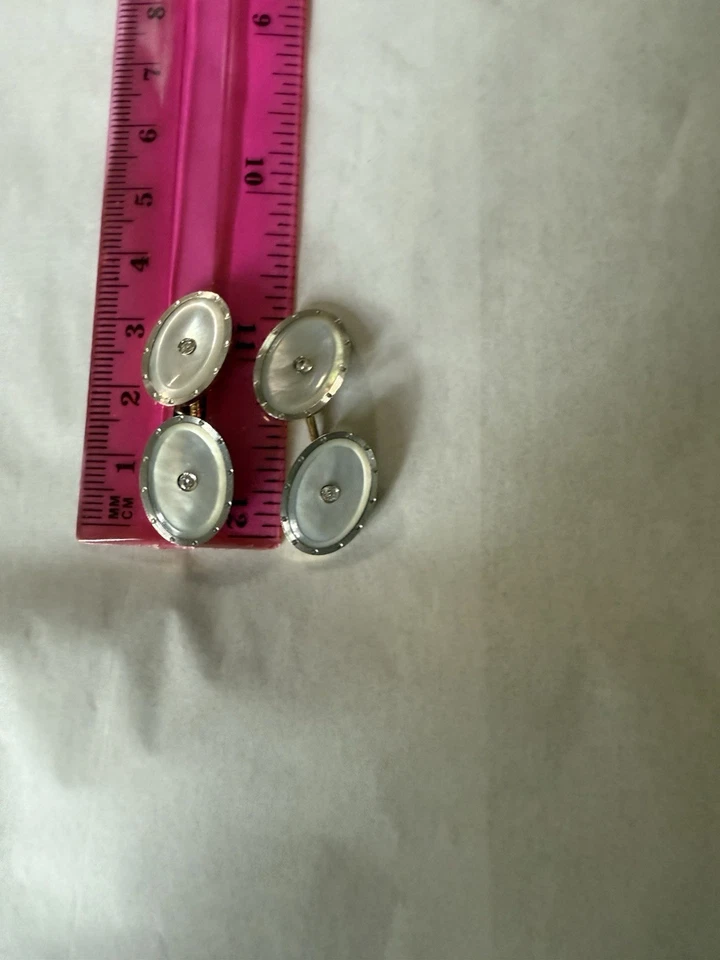 14K GOLD ANTIQUE MOTHER OF PEARL CUAFFLINKS - Image 4 of 4