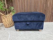Designer Label Camden Small Storage Footstool In Chenille Indigo RRP-£419