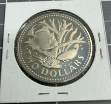 1973 Barbados 2 Dollars $2 Proof Coin with Fish
