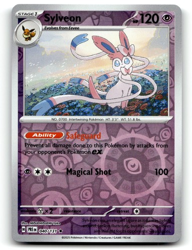 Sylveon 040/131 Rare Prismatic Evolutions Pokemon Reverse Holo Near Mint