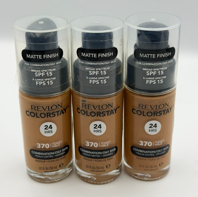 3 PACK Revlon ColorStay Foundation #370 Toast Combination/Oily Skin READ EXPDATE