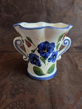Vintage Hand Painted Floral Vase Portugal Double Handles 5.5"  for FTD